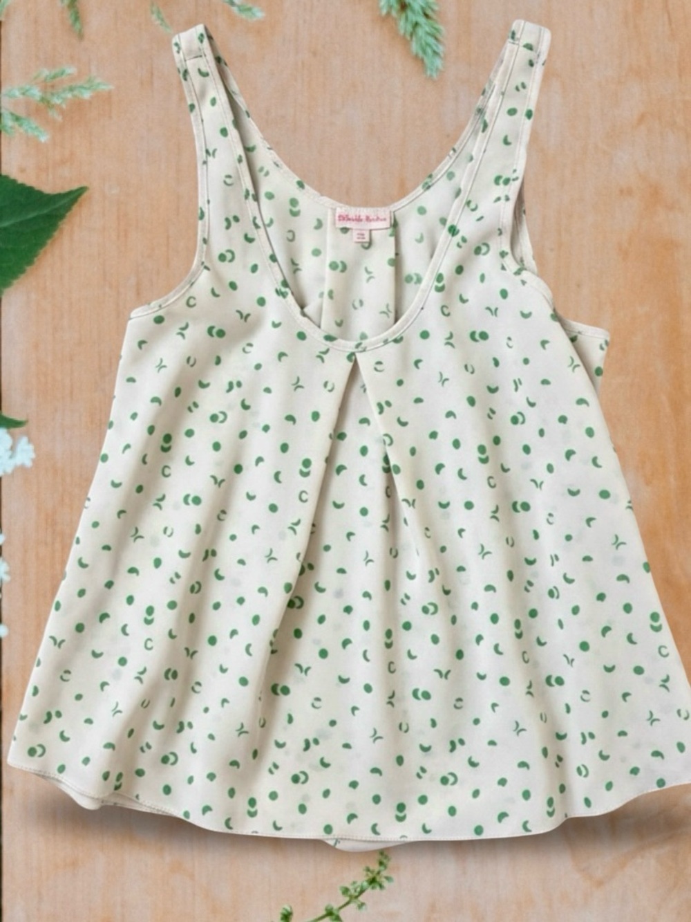 Gabriella Rocha Green Crescent Moon Polka Dot Tank Top - Small